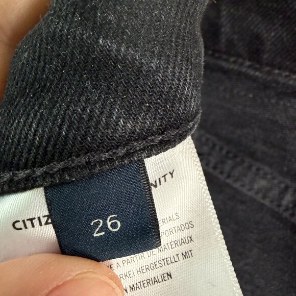 Citizens of Humanity Jolene Jeans High Rise Straight Leg Frayed Hem Black 26 - Picture 8 of 12